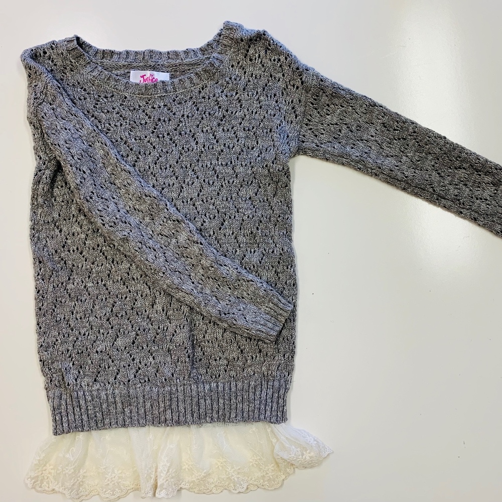 JUSTICE girls sweater with lace size 8
